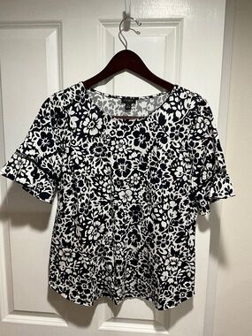 Ann Taylor, M, Dark blue and white, cotton